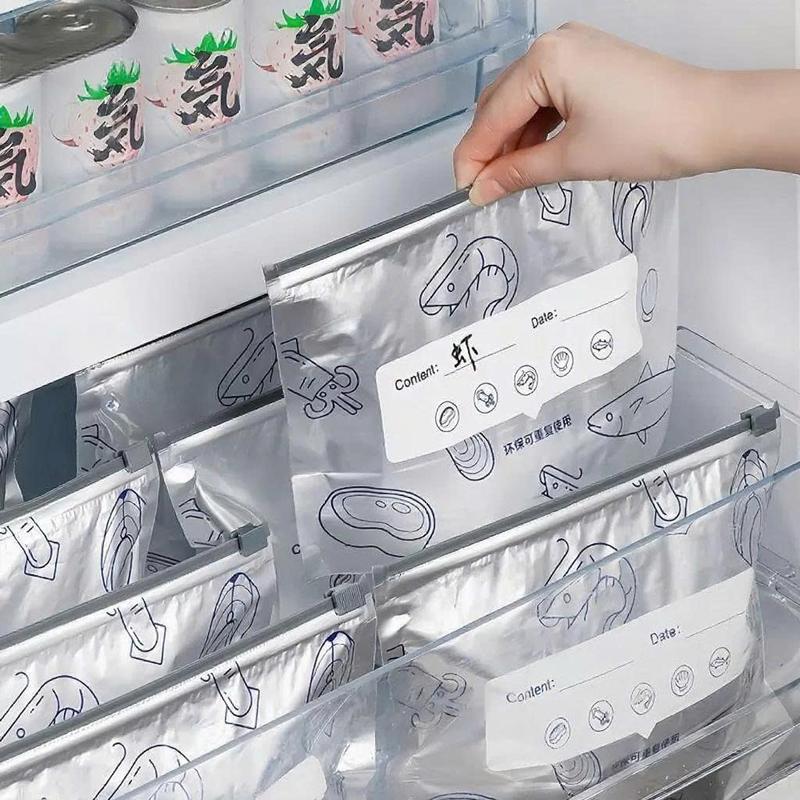 Combo túi giữ tươi nhôm dày dặn có khoé kéo, Túi bảo quản thực phẩm tủ lạnh