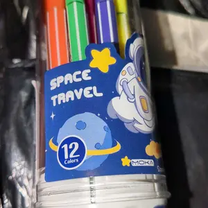 [READY] Aimilo Spidol Warna Warni 1 Set Hexagonal Watercolor Marker Pen 12/24 Warna Stationery Plastik Foto