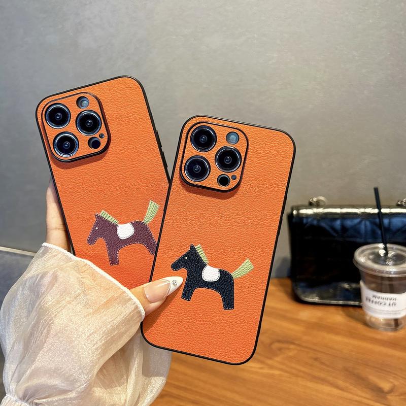 ốp điện thoại da màu cam ngựa thời trang sang trọng cho iphone 15 Pro Max, 15 plus, 14 Pro Max, i14, 13 Pro Max, i13, 13pro, 11 Pro Max, i11, X, XR, Xs Max, 7 plus, 8 plus, 12Pro, 12 Pro Max, vỏ bảo vệ