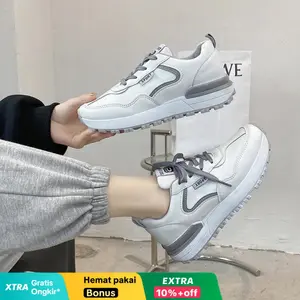 SR Sepatu Sneakers Kasual PHARSA Wanita Sepatu Olahraga Wanita Putih Round Toe Casual Karet