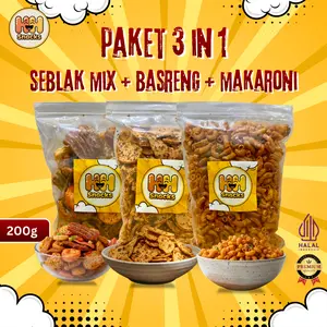 [PROMO] PAKET 3 IN 1 CEMILAN PEDAS SNACK 100g BASRENG SEBLAK MAKARONI HHSNACKS