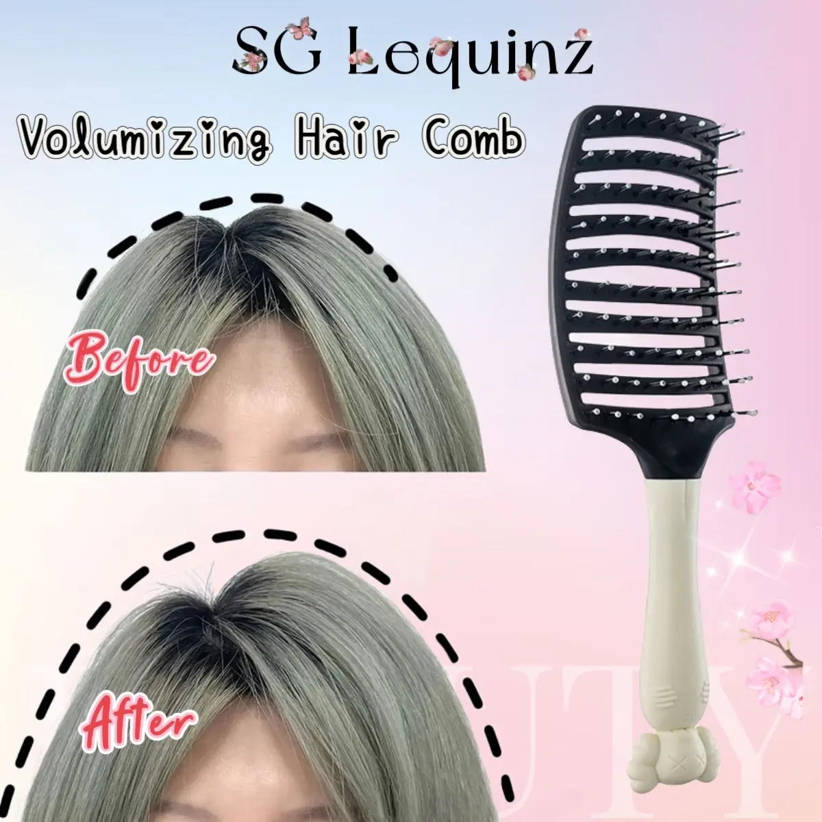{SG} LEQUINZ Volumizing Hair Brush Styling Detangling Vented Comb