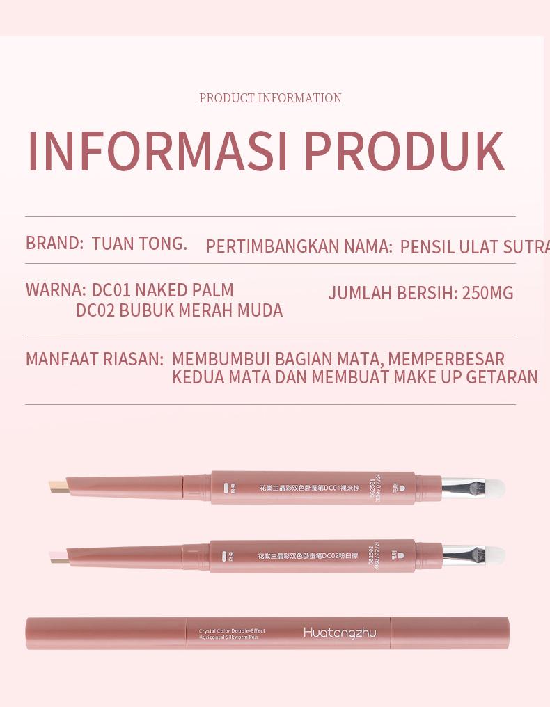 Penyorot bawah mata 2-in-1, tahan air dan tahan keringat, dua ujung, menggabungkan penyorotan dan pencerahan dalam satu.