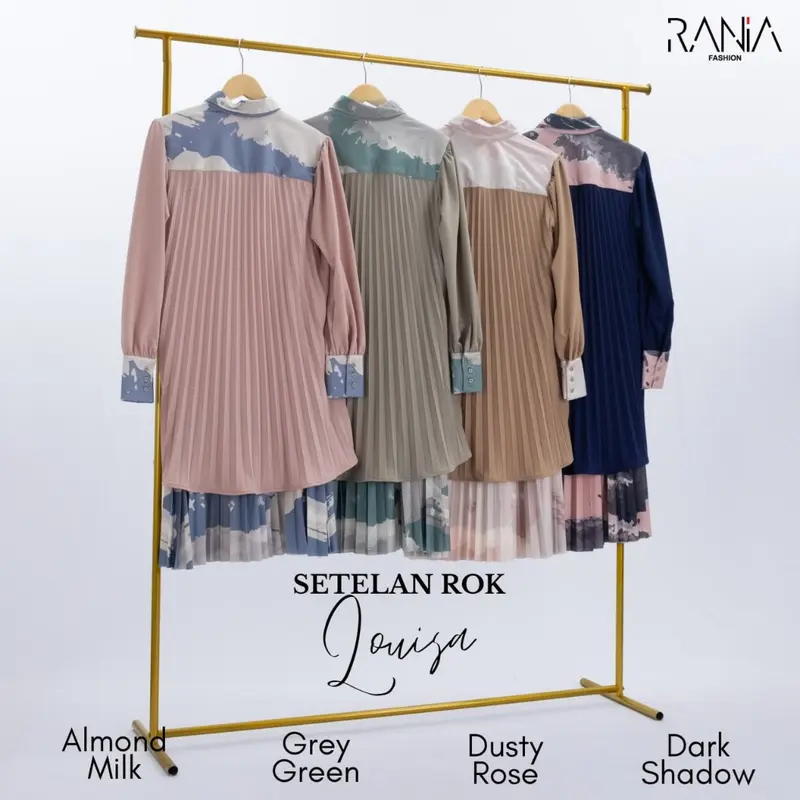 Setelan Rok Plisket Motif Louisa By Rania Fashion 5