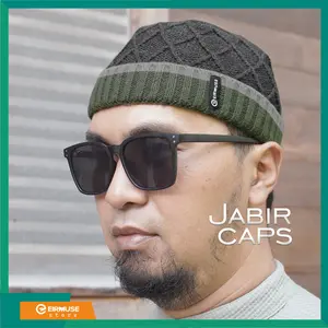 EIRMUSE - Beanie Hat Jabir kupluk peci sholat elegan gaya pria muslim berbahan rajut