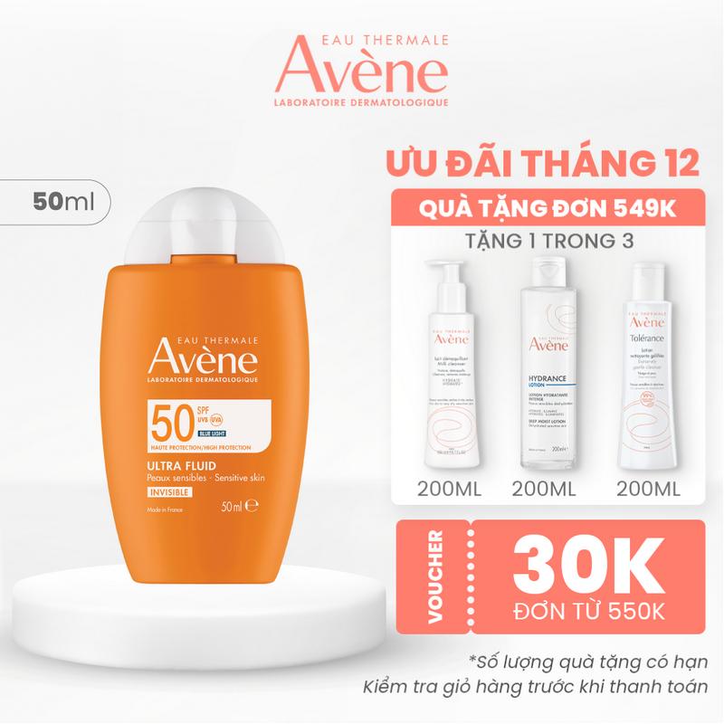 Kem chống nắng quang phổ rộng cho da thường da nhạy cảm Avène Ultra Fluid Invisible SPF50