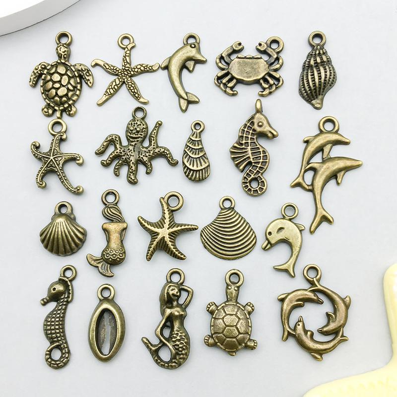 20261 mặt dây chuyền và charm hình vỏ sò đại dương bằng hợp kim bạc sáng mới…