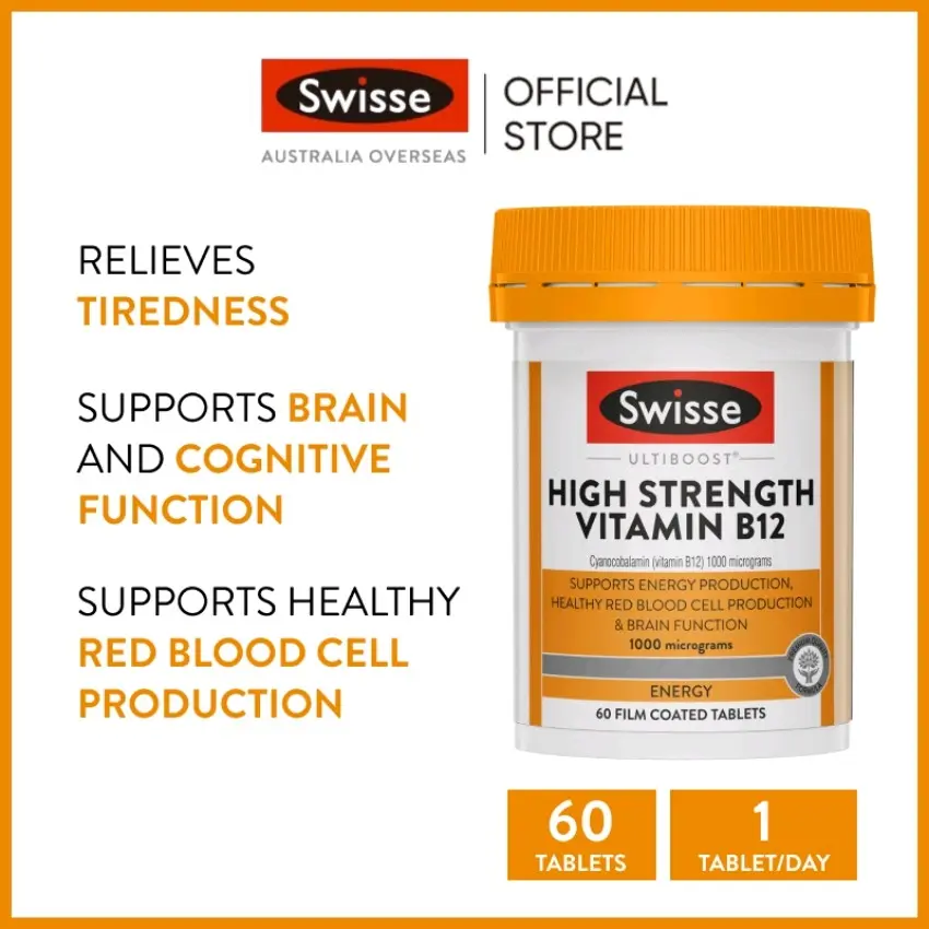 SWISSE High Strength VITAMIN B12 Ultiboost [60 Tablets] SUPPLEMENT Healthcare