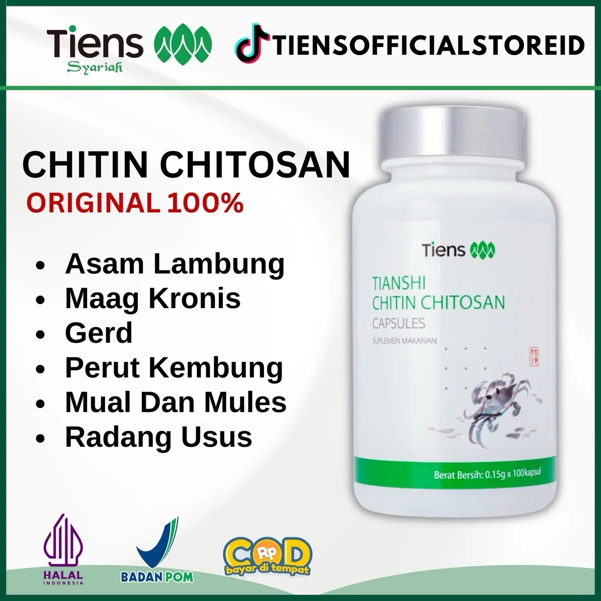 Herbal Cina Cihihitin Chitosan Tiens Asam Lambung Cina