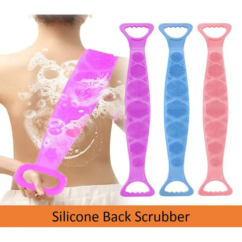 Bathroom Back Scrubber TowelSilicone Shower Handwash Skin Cleaner Scrubber