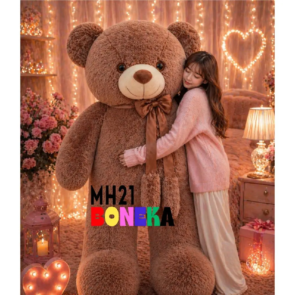 Boneka Tedy Bear Ukuran 1,6  Meter Bahanpremium dari bahan  Rabbitt Fur yg sangat Lembut dengan pake asesoris Pita/syall, yg sangat Menggemaskan& lembut d tangan