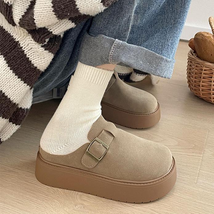 Giày Lười Đế Xuồng JINxCHOY Thời Trang Cổ Điển Kiểu Lười Dép Nửa Hàng Mới Về Mùa Thu Tăng Chiều Cao Áo Đi Bên Ngoài Thoải Mái Và Không Trơn Trượt Giày Sục Thường Ngày SS24