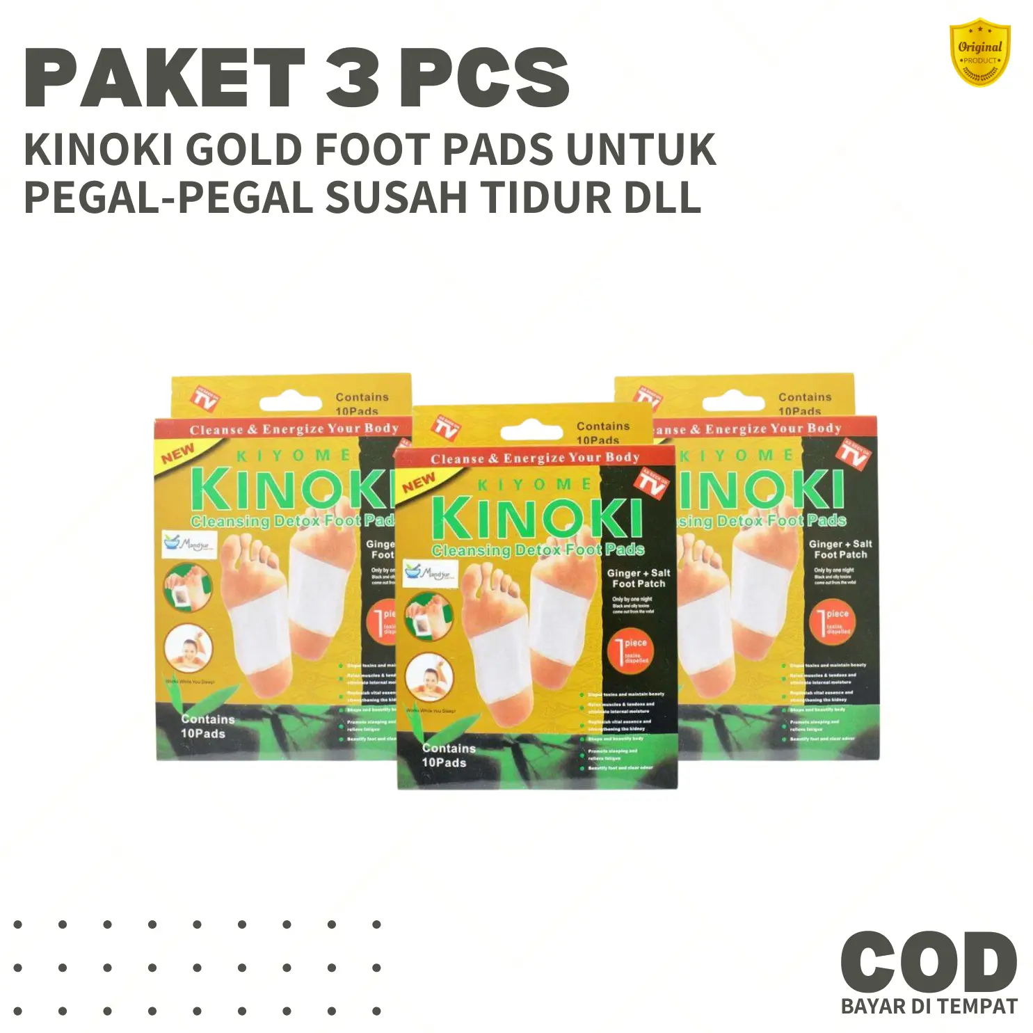 [PROMO 3 BOX 30 PCS] KOYO KINOKI GOLD DETOX KAKI HERBAL PENYERAP RACUN DALAM TUBUH ORIGINAL Foot Hand