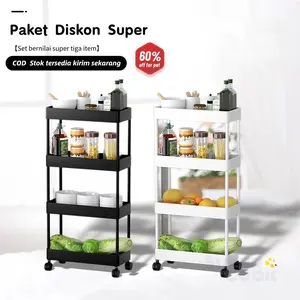 COD Rak Troli Susun Serbaguna 3 & 5 TingkatRakDapur Plastik Rak Kamar Mandi Dengan Roda