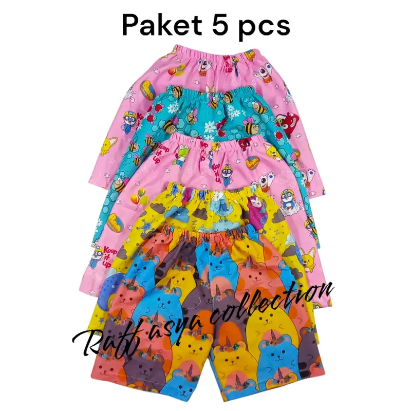Celana Pendek Anak Perempuan 5 Pcs Karakter Motif Random - Brand Name - Wanita, Shorts Pakaian Fashion 1