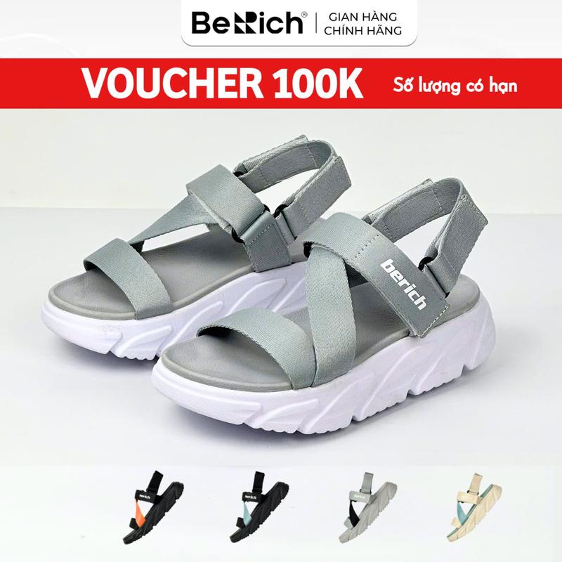 Giày Sandal Quai Chéo Nam Nữ Đi Học Unisex BeRich BE577 Đế Cao 5cm Siêu Nhẹ Êm Bền