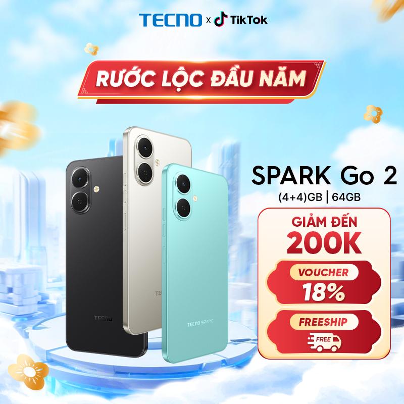 Điện thoại TECNO SPARK GO 2 4GB 64GB - Pin lớn 5000 mAh | Màn hình 6.67" 120Hz | Loa kép 300%