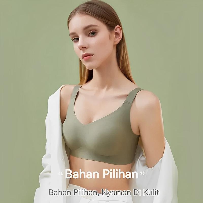 2pcs Bra Bigsize Tali Bra Lebar Bergesper Pakaian Dalam Push Up Bra Wanita Sport Tanpa Kawat Busa Bh F-3XL 06