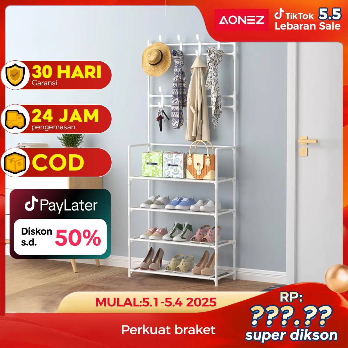 【COD 24 Shipping】AONEZ Rak Sepatu/Topi Berdiri Bebas Multi-Lapisan Dengan Bangku Penyimpanan Sepatu - Sempurna Untuk Perumahan Sewa Dan