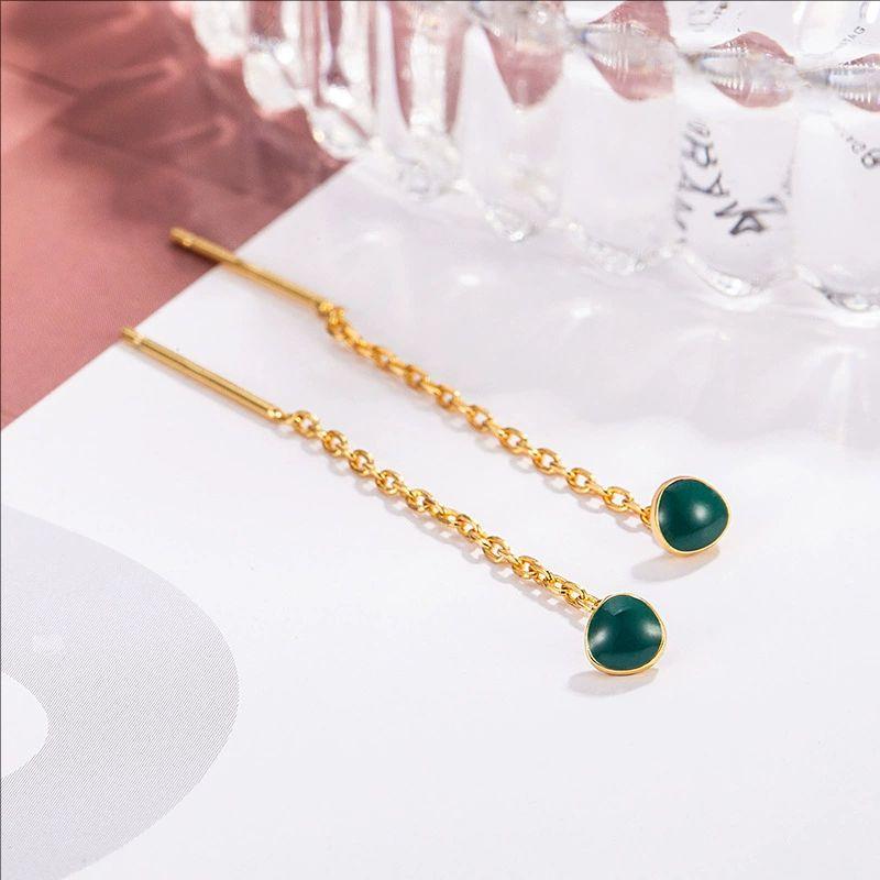 Product Introduction of Fresh and sweet niche design avocado green ear wire enamel drip glaze niche simple female ear jewelry 2