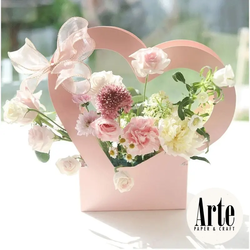 ARTE Heart Florist Bag | Flower Box | Kotak Tenteng Bunga | Tas Bunga | Kotak Bunga Bentuk Hati Cinta| Handy Bag Florist | P.HFB 0
