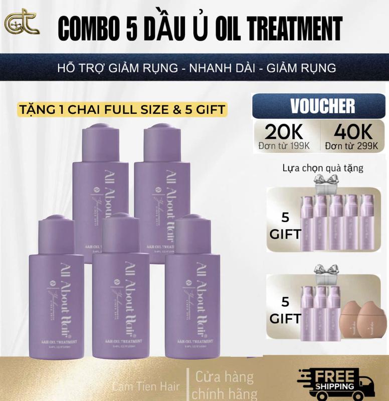 COMBO 5 CHAI DẦU Ủ TÓC AAH OIL TREATMENT ALL ABOUT HAIR tặng 1 full size