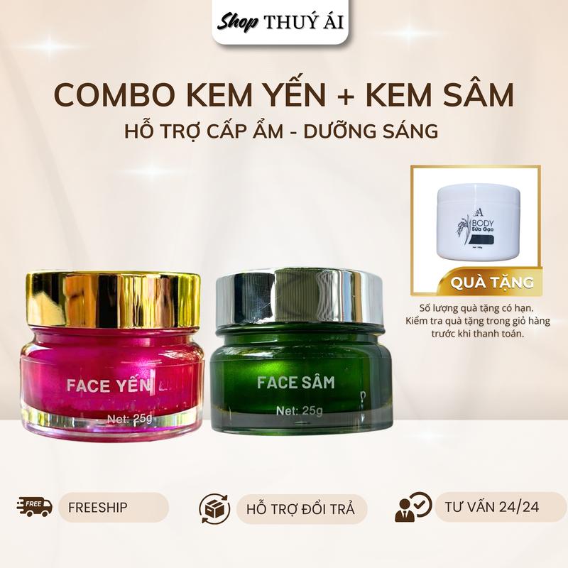   Tặng Kem Body  Combo 1 Kem Yến + 1 Kem Sâm Hỗ Trợ Dưỡng Da 