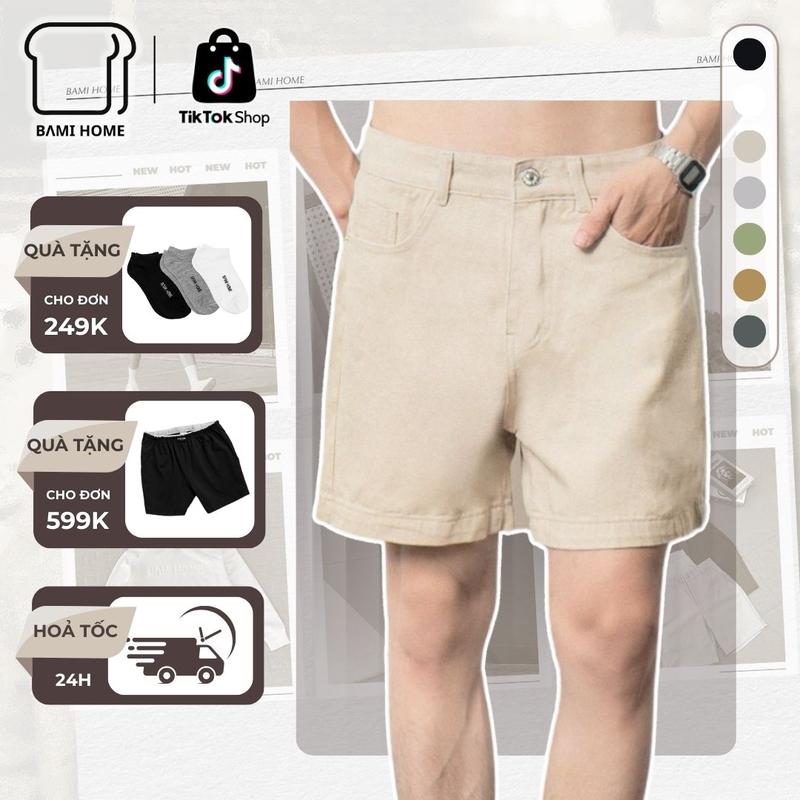 Quần short nam MONO KAKI BAMI HOME, chất kaki cotton ít nhăn, form trên gối dễ phối đồ QK16