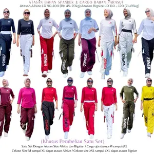 Nahra-Set Mix Atasan N Petir dan Cargo 16 Warna Baju Atasan bahan Spandek Polyster dan Celana Cargo Bahan Parasut Untuk Olahraga