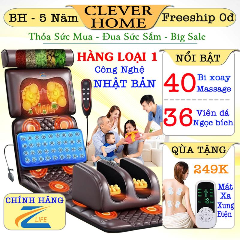 BẢO HÀNH 7 NĂM Đệm massage toàn thân có 36 viên đá ngọc bích Zlife Z99 cao cấp Nệm Thảm Máy massage hồng ngoại kết hợp xoa bóp hỗ trợ giảm đau mỏi vai gáy Ghế massage lưng mát xa chân - Qùa tặng sức khỏe cho người thân