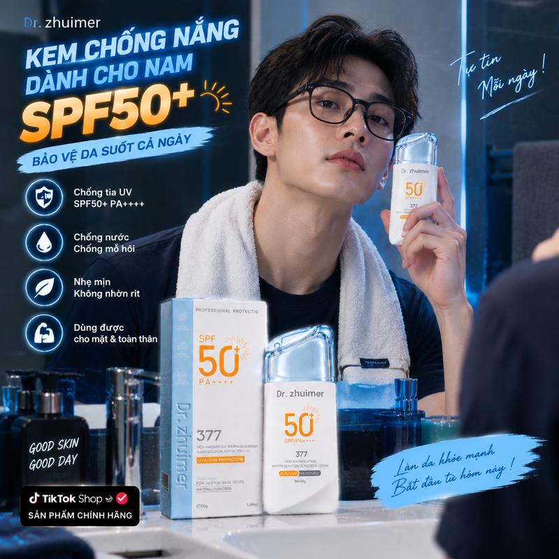 Kem chống nắng cho nam giới da dầu SPF50+ - Chống thấm nước chống mồ hôi, kết cấu mỏng nhẹ thấm nhanh không bết dính, dùng cho mặt và toàn thân, tiện mang theo đi làm, hàng chính hãng TikTok