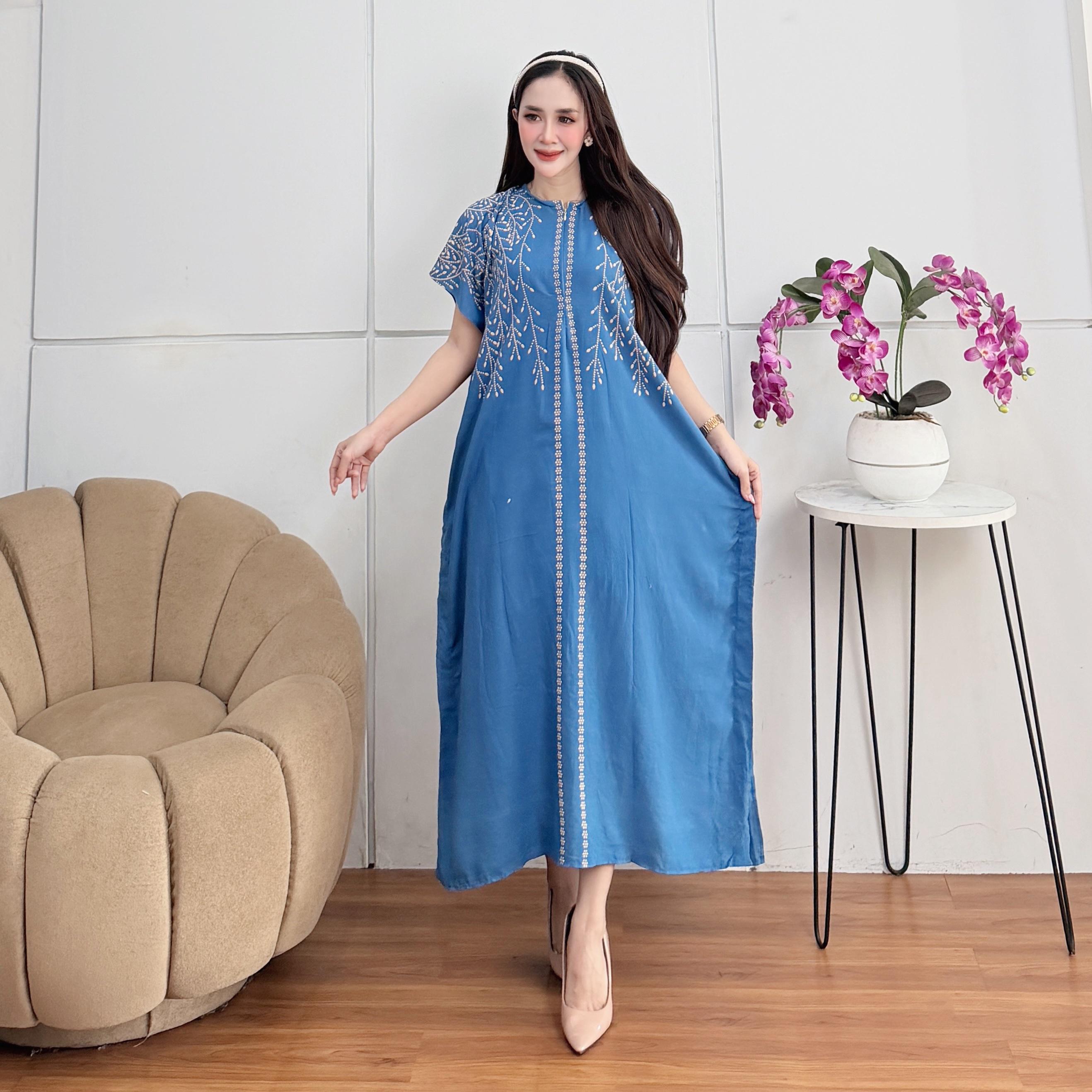 Daster Lowo Jumbo Rayon Premium Terbaru Busui Bumil Resleting Depan Motif Akar