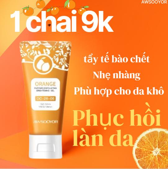 AWSOOYOR Gel tẩy tế bào chết màu cam chứa enzyme cam 50g Được thiết kế chuyên biệt cho việc tẩy tế bào chết trên mặt Kiểm soát dầu Làm sạch sâu Tẩy tế bào chết thu nhỏ lỗ chân lông Tái tạo | Phù hợp với mọi loại da