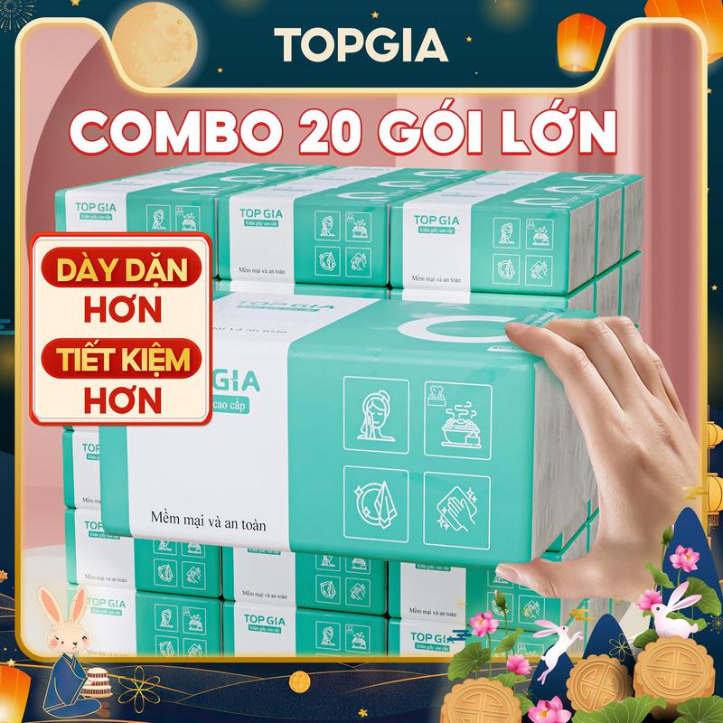   GÓI TO  COMBO 20 gói giấy lụa chữ C TOPGIA chính hãng - Giấy rút để bàn - giấy ăn cao cấp Đạt Chuẩn Bộ Công Thương Top Gia Hà Nội F0100 