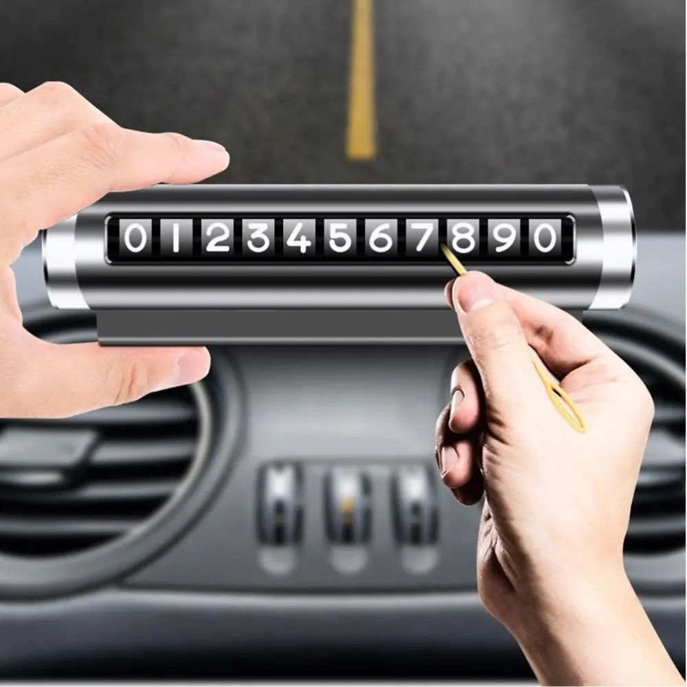 Thẻ đỗ xe tạm thời trên ô tô, chất liệu nhôm chất lượng cao, có số điện thoại, giá đỡ điện thoại trên ô tô, biển số điện thoại phát sáng, phụ kiện tạo kiểu ô tô, phụ kiện ô tô