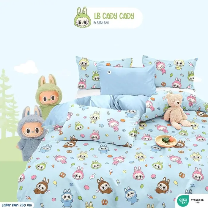 sprei viral sprei motif anak labubu set sarban dan sargul terbaru