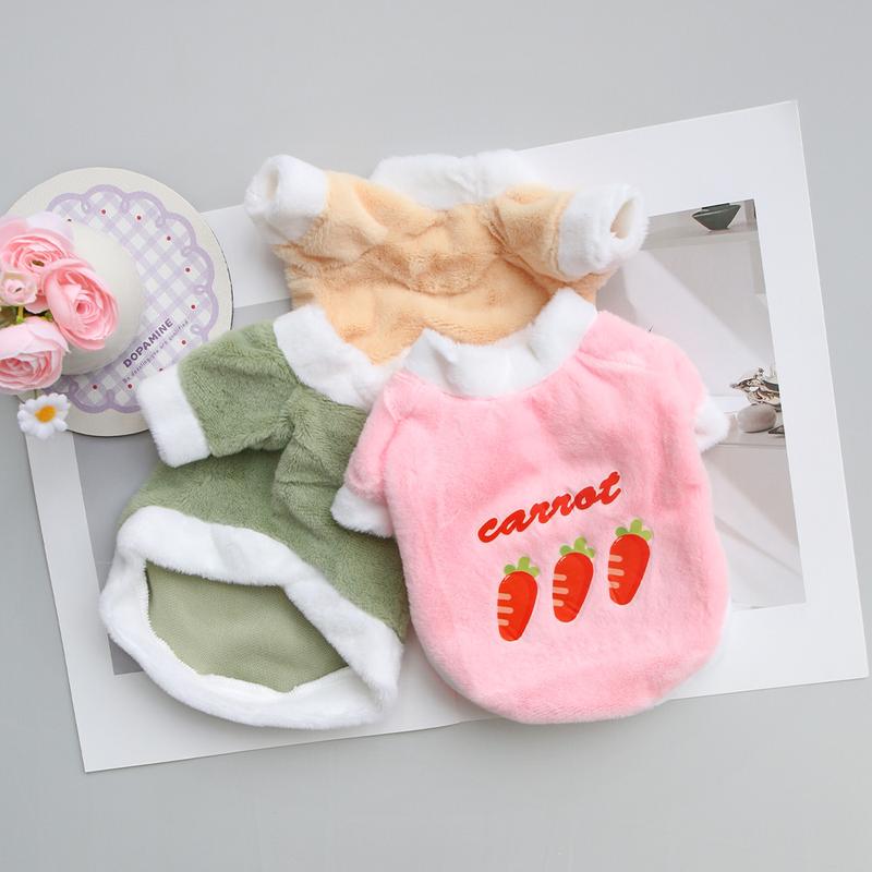 Product Introduction of Autumn Winter Original Plush Pet Carrot Cartoon Cute Clothes Jade Rabbit Velvet Cold-Proof Warm Super Cute Plush Clothes 23