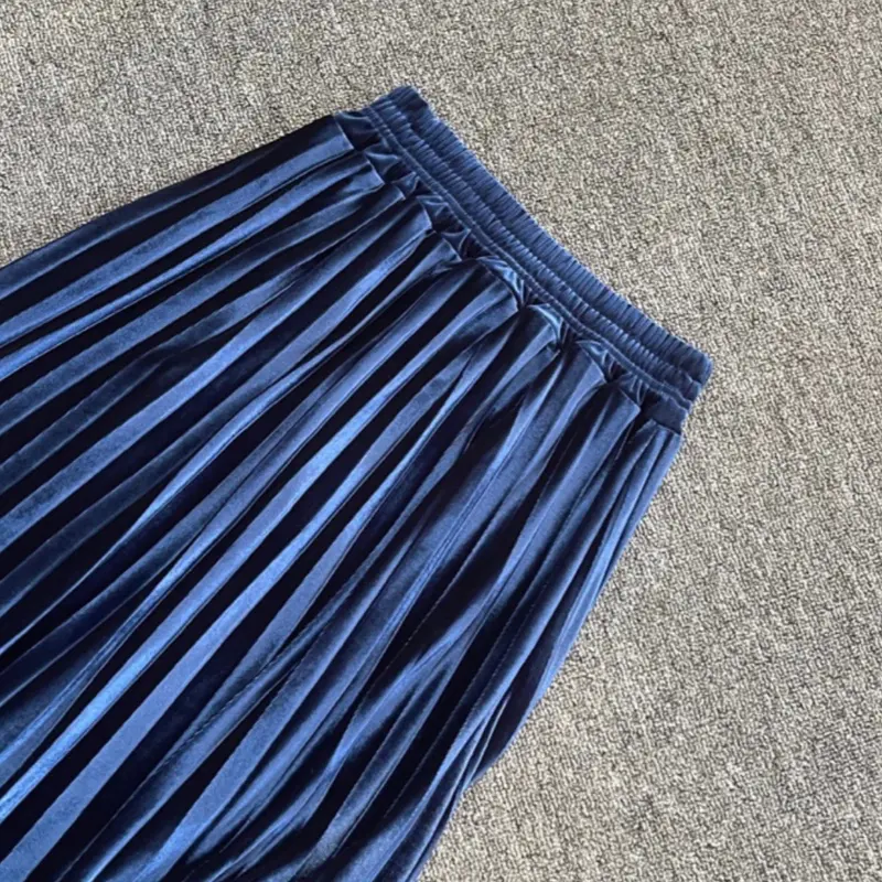 Rok Plisket Bludru Velvet Panjang Premium Jumbo | Rok Style Korea Premium 7