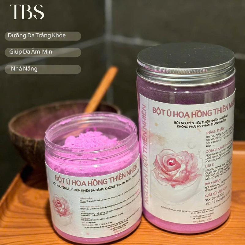( COMBO ĐẶC BIỆT: 500g BỘT tặng kèm 250g muối tắm + 1 bộ gáo dừa )  BỘT CÁNH HOA HỒNG Ủ TRẮNG BODY HỔ TRỢ SÁNG DA