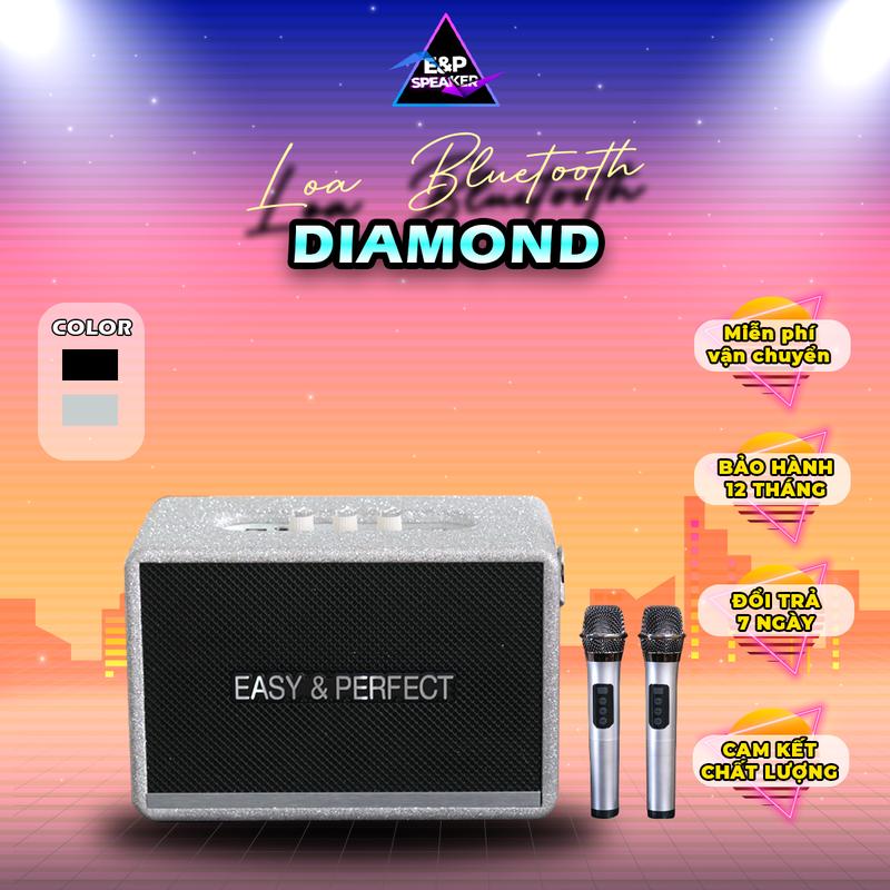   E&P Speaker   Loa karaoke bluetooth EP-DIAMOND PHIÊN BẢN NÂNG CẤP Kèm 2 Micro Cao Cấp Hát Karaoke Cực Hay Quai Da Chắc Chắn Chính Hãng BH 12 Tháng 