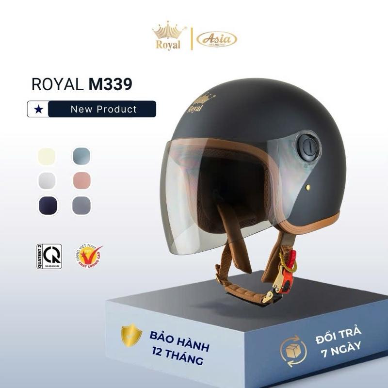 Mũ Bảo Hiểm 3/4 Có Kính Royal Helmet M339 Nón Bảo Hiểm 3/4 Royal Chính Hãng Viền Nâu Thời Trang| TRỰC TIẾP TỪ NHÀ MÁY