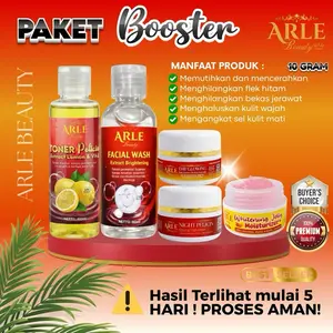 Arle Beauty Paket Booster 5 in 1 untuk Perawatan Kulit Optimal - Day Cream, Night Cream, Facial Wash, Toner - Mencerahkan & Melembapkan Wajah - Kotoran