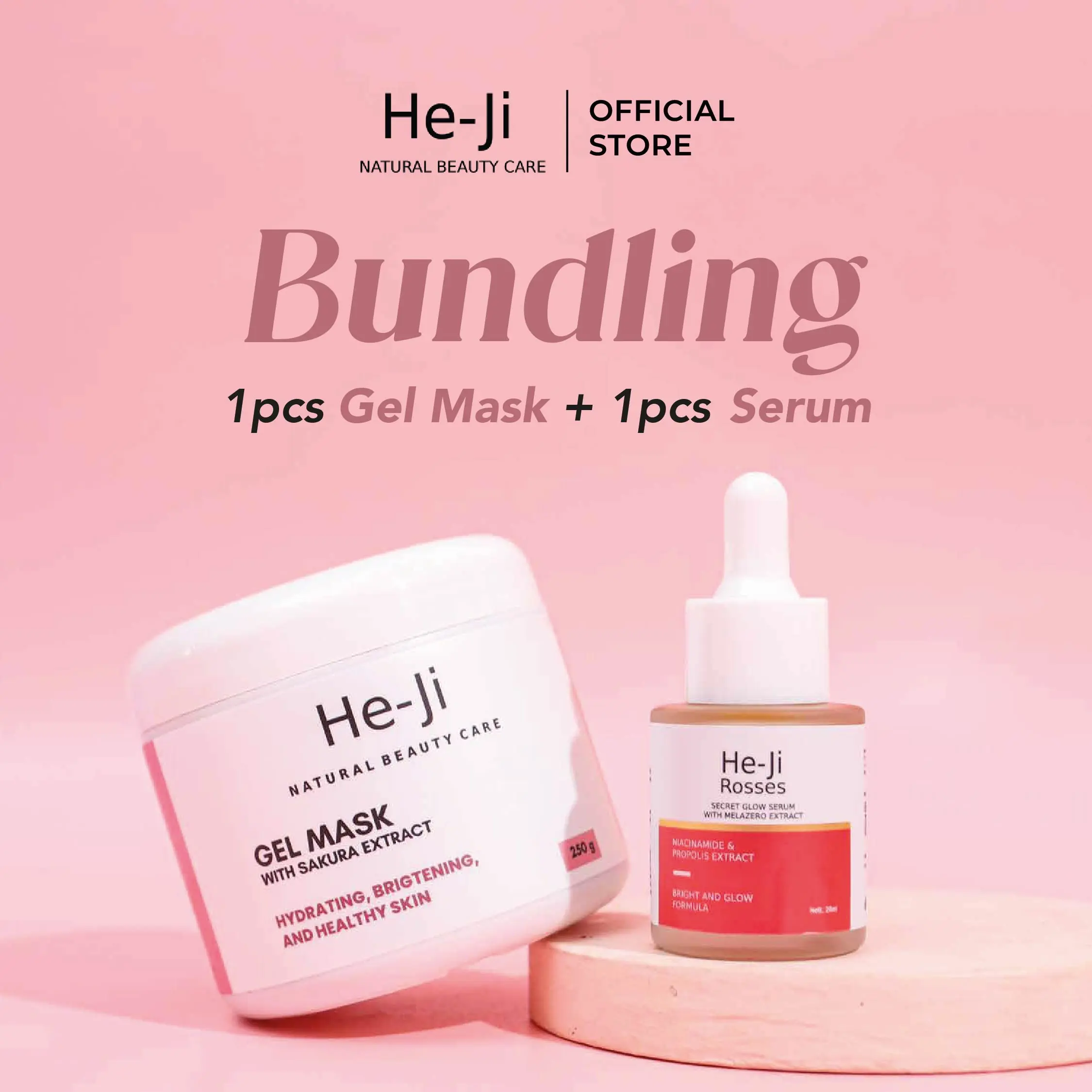 [He-Ji] PROMO BUNDLING HEMAT Gel Mask With Sakura Exract 250gr & Rosses Secret Glow Serum 20ml
