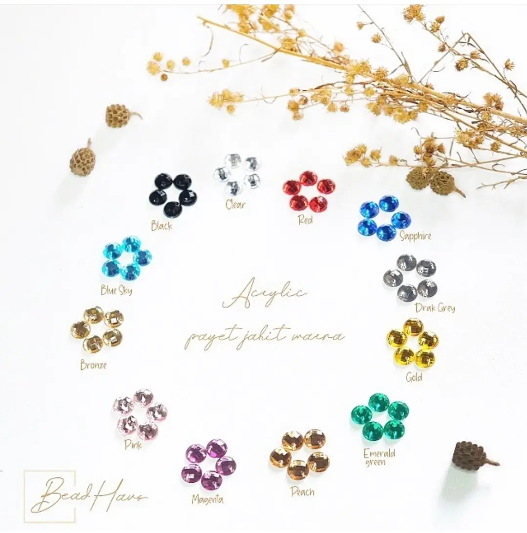 Payet Kristal Jahit Akrilik bentuk Bulat diamond resin