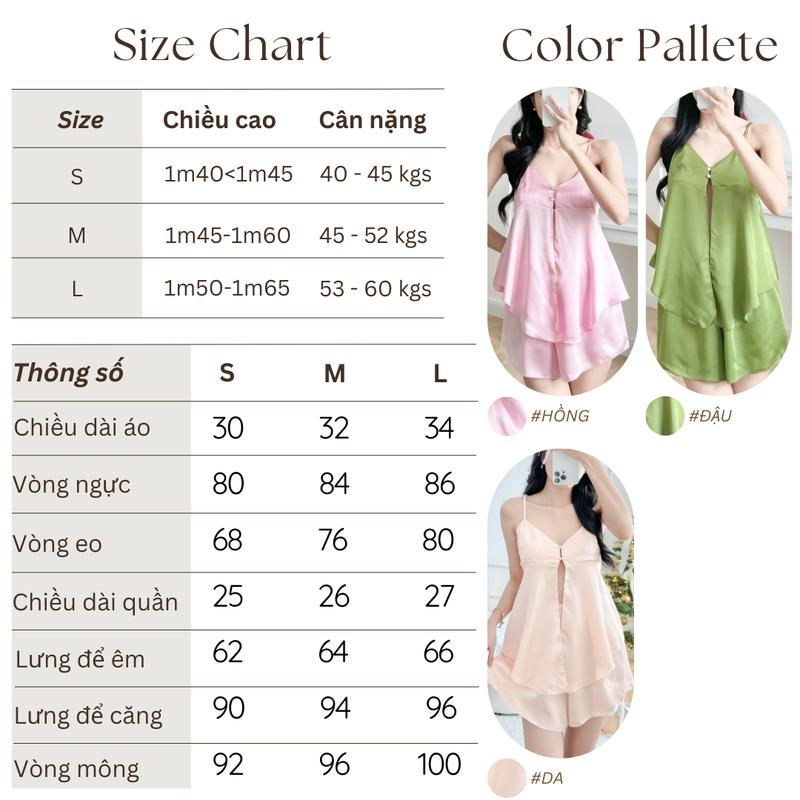 Product Introduction of Set Bộ Đồ Ngủ Thiết Kế Mặc Nhà Áo Croptop Hai Dây Xẻ Hai Tà Quần Ngắn Lụa Latin Mềm Mịn Gợi Cảm FLURITY - MIA BNSERE239 0