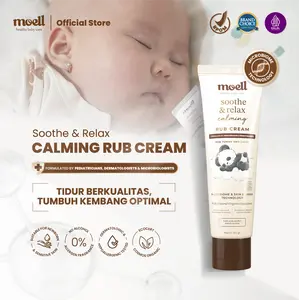 Moell Soothing and Calming Rub Cream 50gr - Dengan Red Ginger Meredakan Kembung, Kolik Bayi baru Lahir - Meningkatkan Kualitas Tidur Anak - Skincare Anak Formulasi Dokter dengan Microbiome Teknologi - Skincare Bayi - Skincare Anak