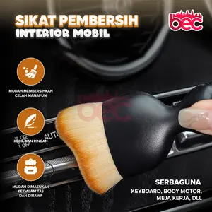 [BEC] Sikat Pembersih Interior Mobil | Kuas Bulu Mobil | Dust Removal Brush Gagang Pendek Bahan Nilon Kualitas Tinggi