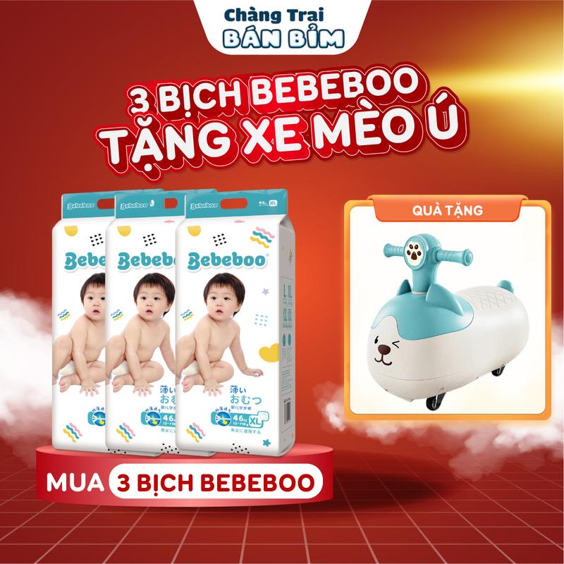 COMBO 3 BỊCH + XE CHÒI TO Mua 3 Bịch Bỉm Bebeboo Nhật Bản thấm hút tốt - Tặng xe chòi Mèo ú Umoo Ô tô *BBB-3*