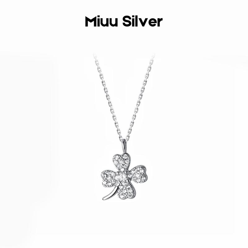   TẶNG 1 NƯỚC RỬA BẠC  Dây chuyền bạc 925 Miuu Silver vòng cổ Four - Leaf Clover nữ tính 