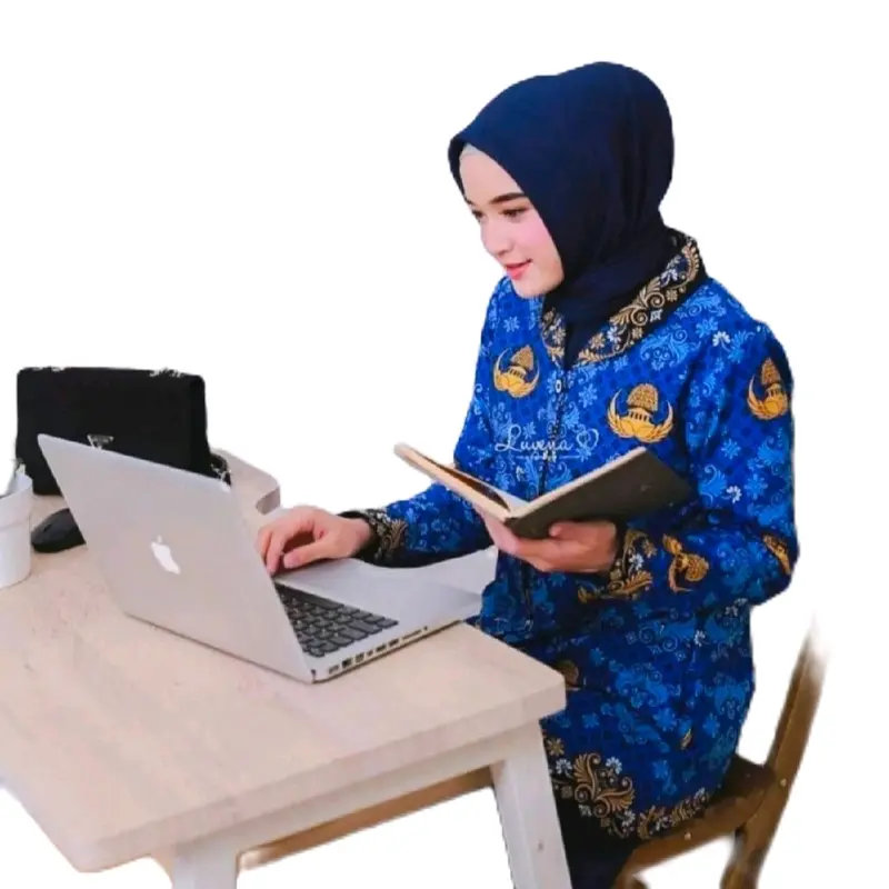 baju korpri wanita terbaru 2025 kerah hitam ( bulat blus ) full furing // Cewek Katun Muslim  Atasan Panjang 0